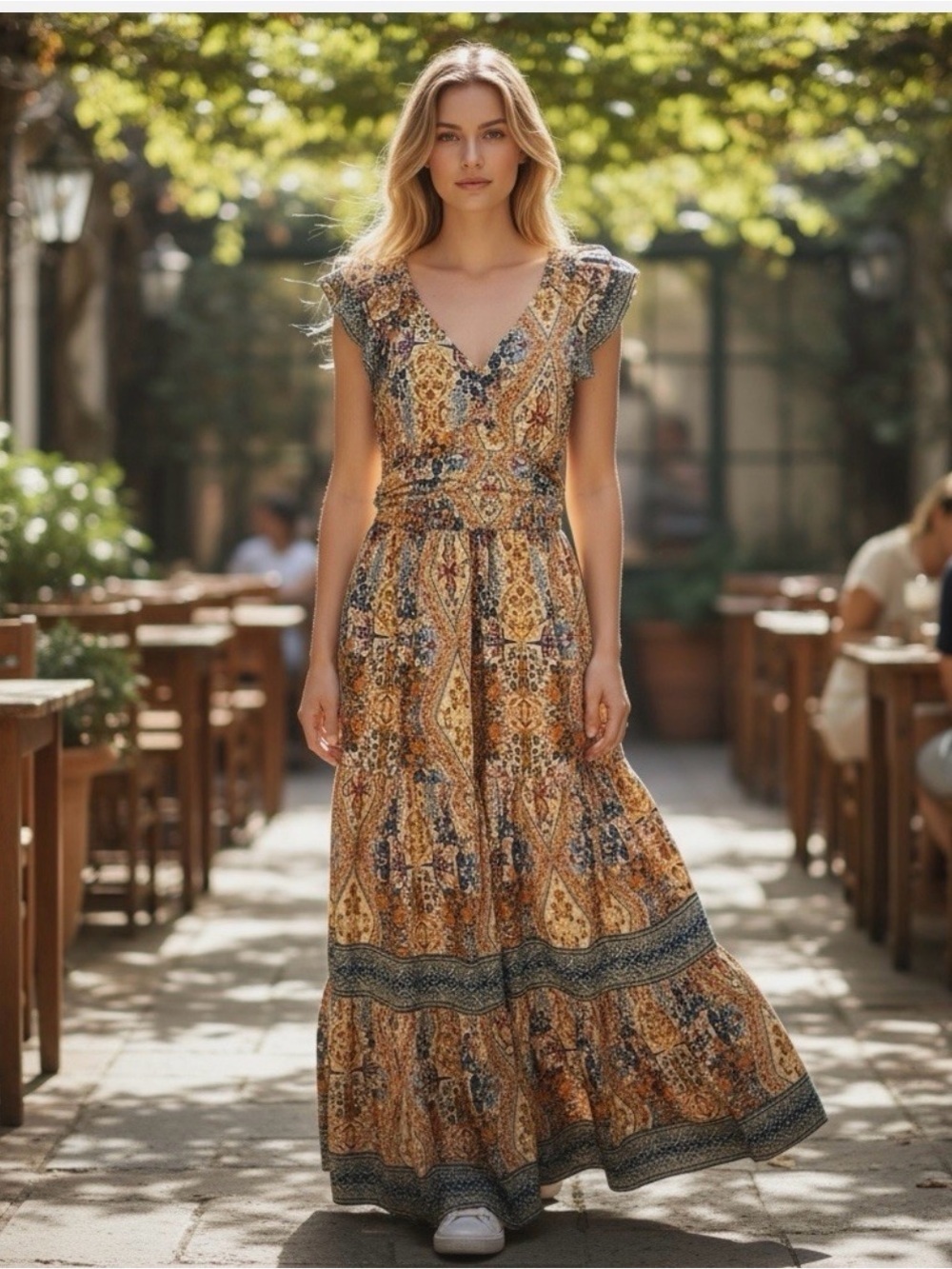 Caroline Constas Multi Floral Smocked Midi Dress S NWT